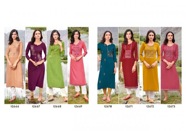 Kalaroop Beat Fancy Rayon Embroidery Kurti 